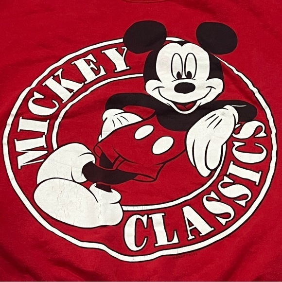 Mickey Mouse Vintage Classic Disney World Cartoon Red 90s Crewneck Sweatshirt - Picture 4 of 5